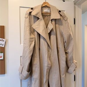ASOS long line belted trench in linen